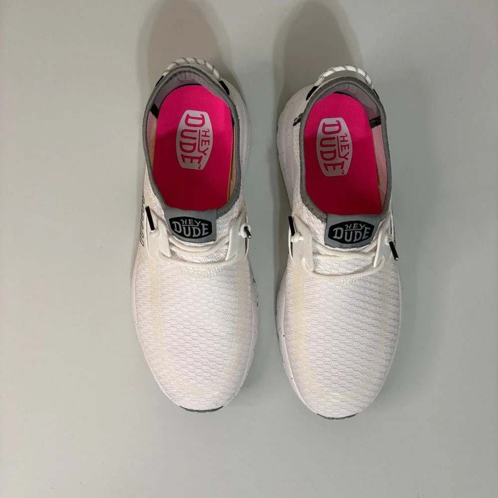 Hey Dude Women Sirocco White Sport Stripe Slip On Sneakers Size 11 Walking Shoes